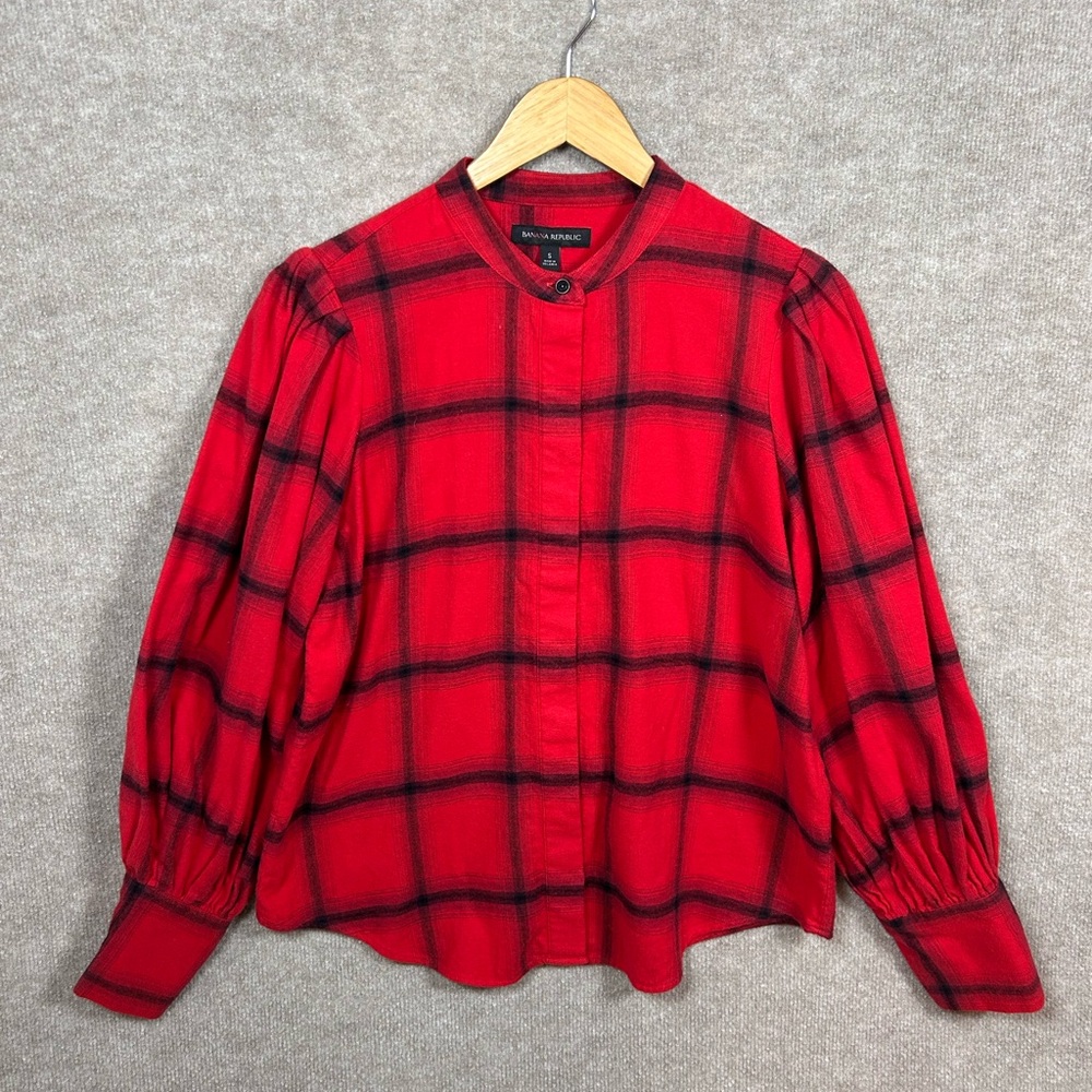Banana Republic Vibrant Red and Black Checkered Shirt